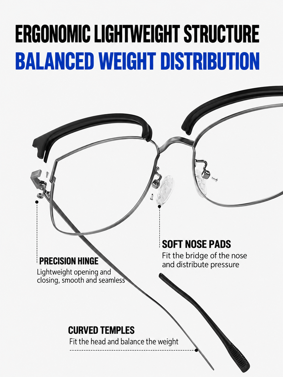 Custom Prescription Titanium Browline Glasses